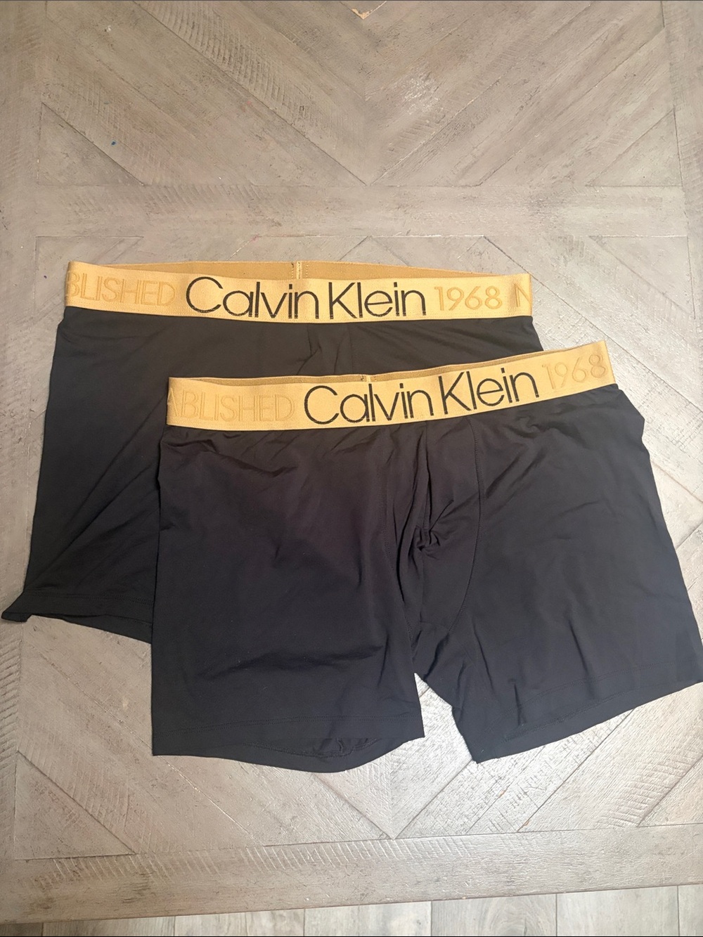 Calvin Klein Black Boxer Briefs with Gold Waistband Set